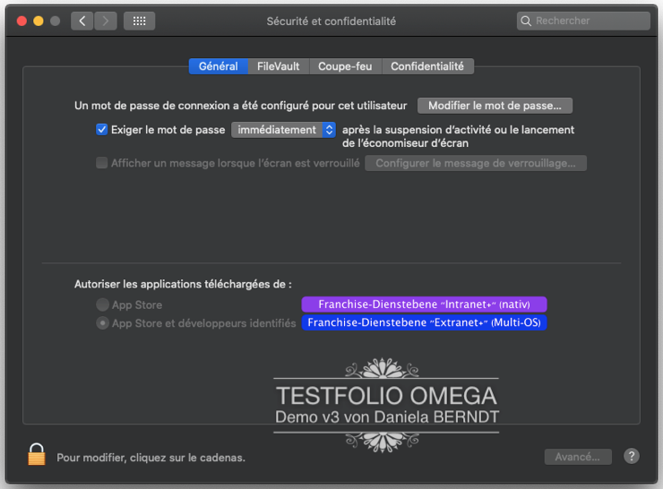  MacOS-Plus-Einstellungen (Testfolio Omega v3.0/2020+). 